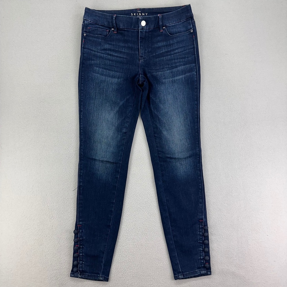 WHBM The Skinny Ankle Jeans Womens 2 Blue Mid Rise Stretch Buttons Career